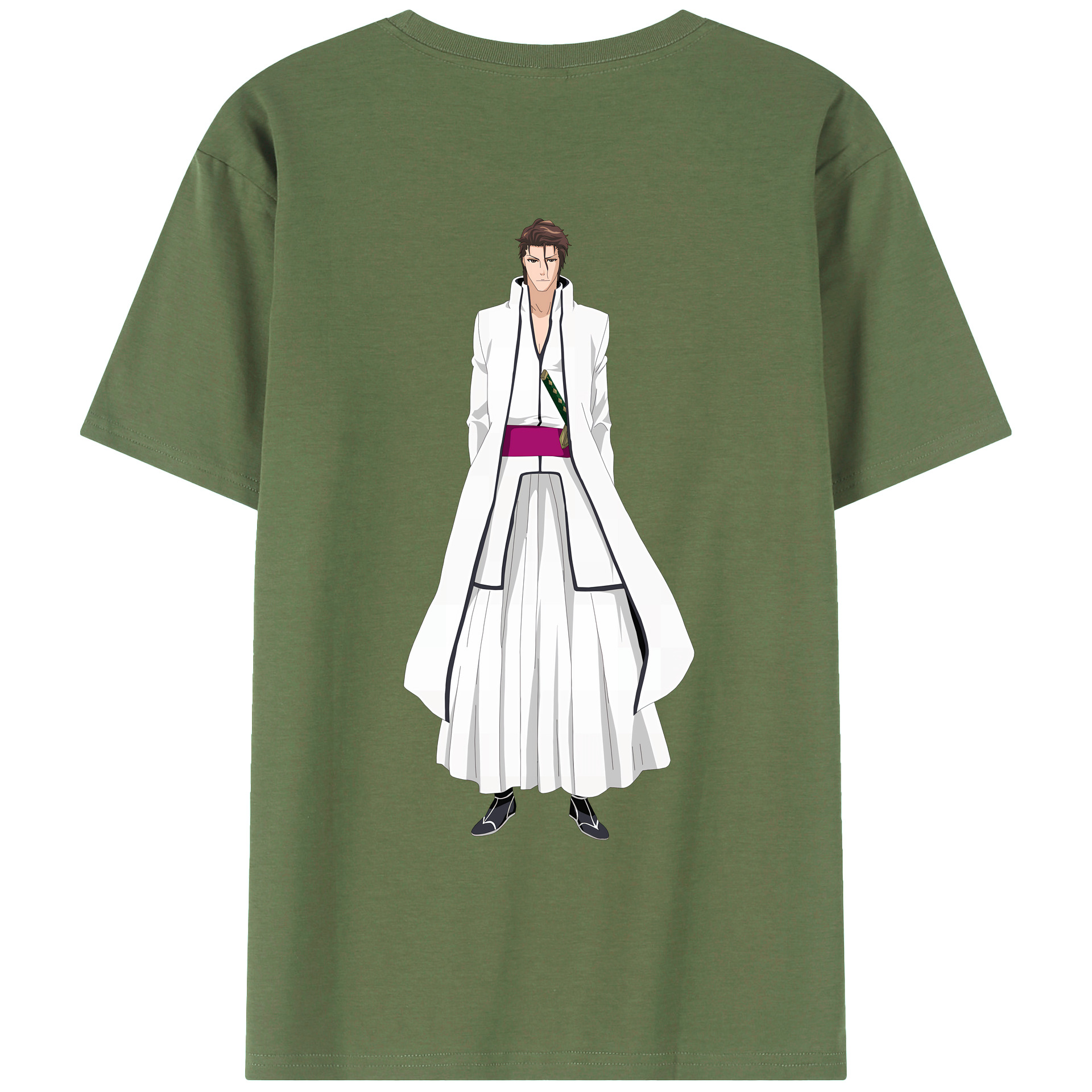 （画像用） ブリーチ 藍染 惣右介（あいぜん そうすけ） BLEACH Aizen Sousuke 綿100％ メンズ半袖Tシャツ（バックプリント） 通気性